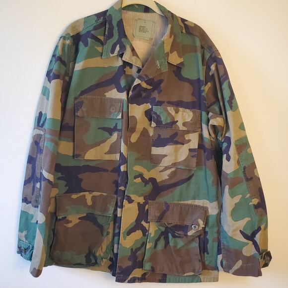 US Army Hot Weather Woodland Camo Combat Size M Regular Coat - Picture 1 of 8
